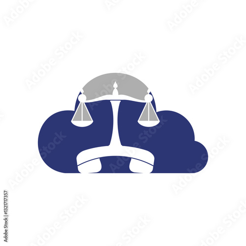 Law call vector logo design template. Handset and balance icon design.