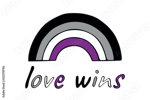 Colorful rainbow shape Asexual pride flag Happy pride day LGBTQIA community Pride Month Vector hand drawn doodle for posters, stickers, logo, cards