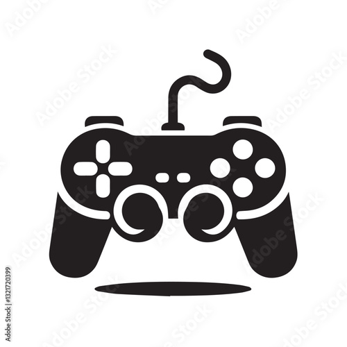 Video game controller icon with buttons and joystick