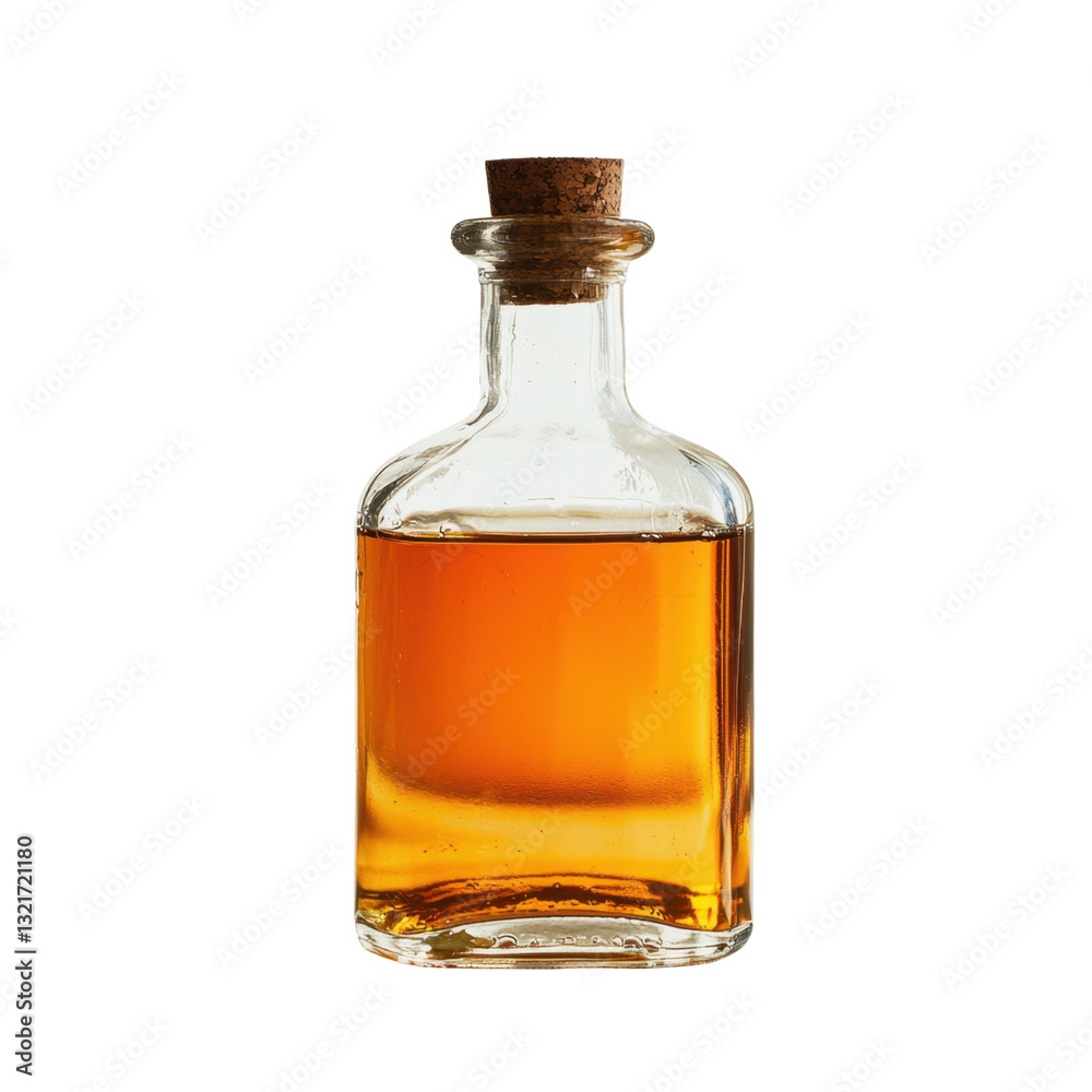 Glass Bottle with Cork Containing Amber Liquid for Still Life Photography Glass Bottle with Cork Containing Amber Liquid for Still Life Photography