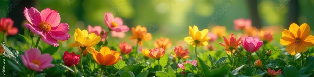May flowers bloom, vibrant hues, lush green foliage, macro, vibrant May flowers bloom, vibrant hues, lush green foliage, macro, vibrant