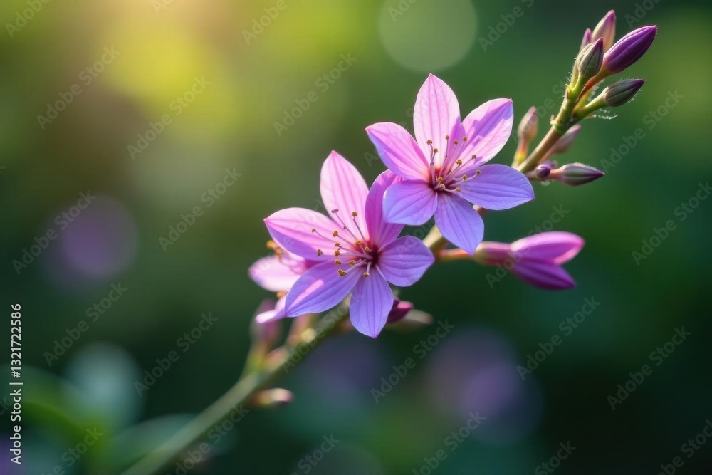 Fototapeta premium Vibrant purple wildflower blossoms at a branch tip , blossom, bloom