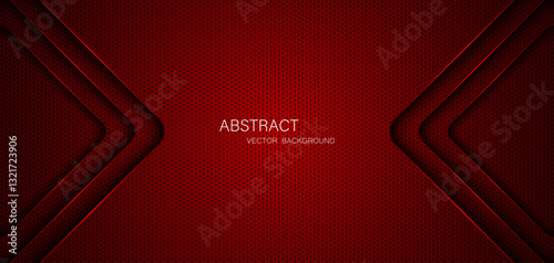 Abstract red steel mesh background with red glowing lines with free space for design. Modern technology innovation concept background. Perforated dark red metal sheet for background image.	