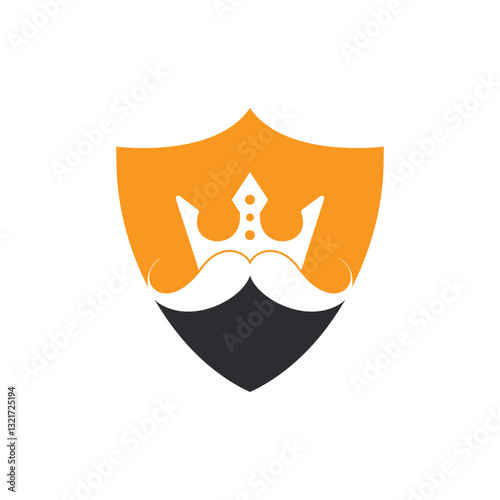 Moustache king vector logo design. Elegant stylish moustache crown logo.