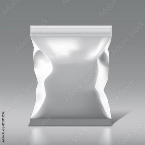 White Blank Plastic Metallic Foil Bag Mockup