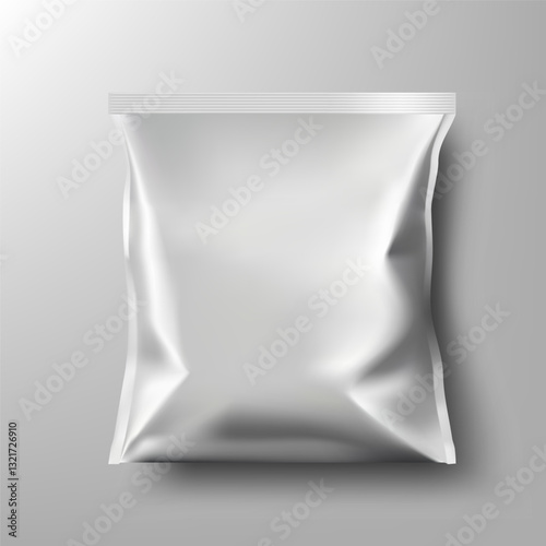 White Blank Plastic Metallic Foil Bag Mockup