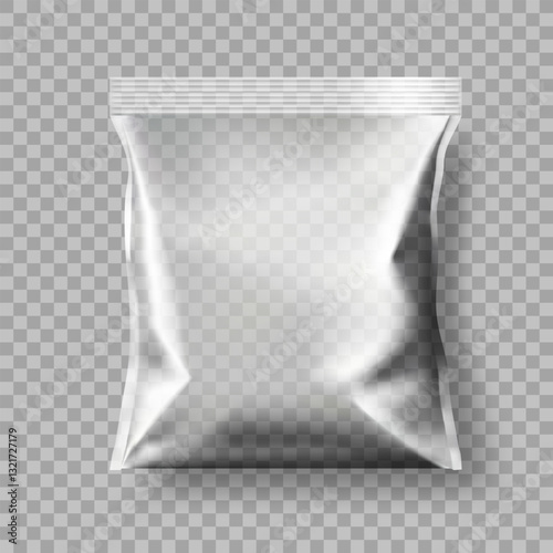 White Blank Plastic Metallic Foil Bag Mockup