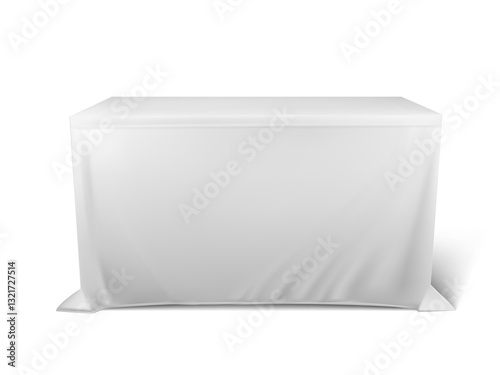 Tradeshow Table With White Stretch Cloth Cover