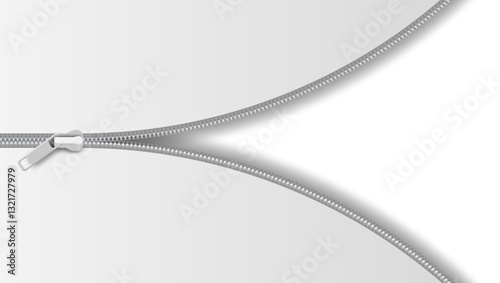 Opening Zipper On Textile Cover Element Isolated