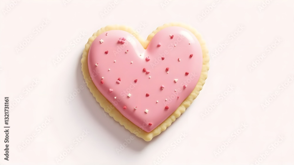 beautifully frosted pink heart shaped cookie isolated on a plain white background with a gentle shadow perfect for love themed designs and Valentines Day treats beautifully frosted pink heart shaped cookie isolated on a plain white background with a gentle shadow perfect for love themed designs and Valentines Day treats