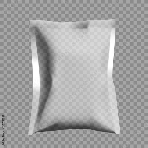 White Blank Plastic Metallic Foil Bag Mockup
