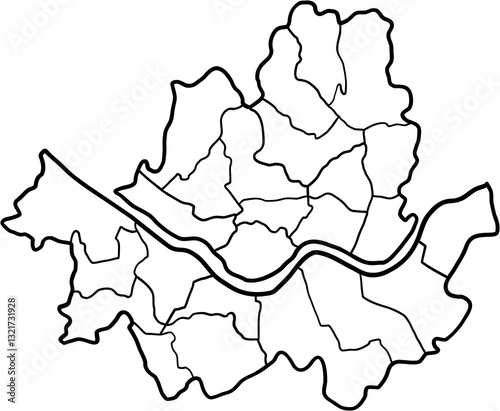 Photography freehand drawing of Seoul city map.