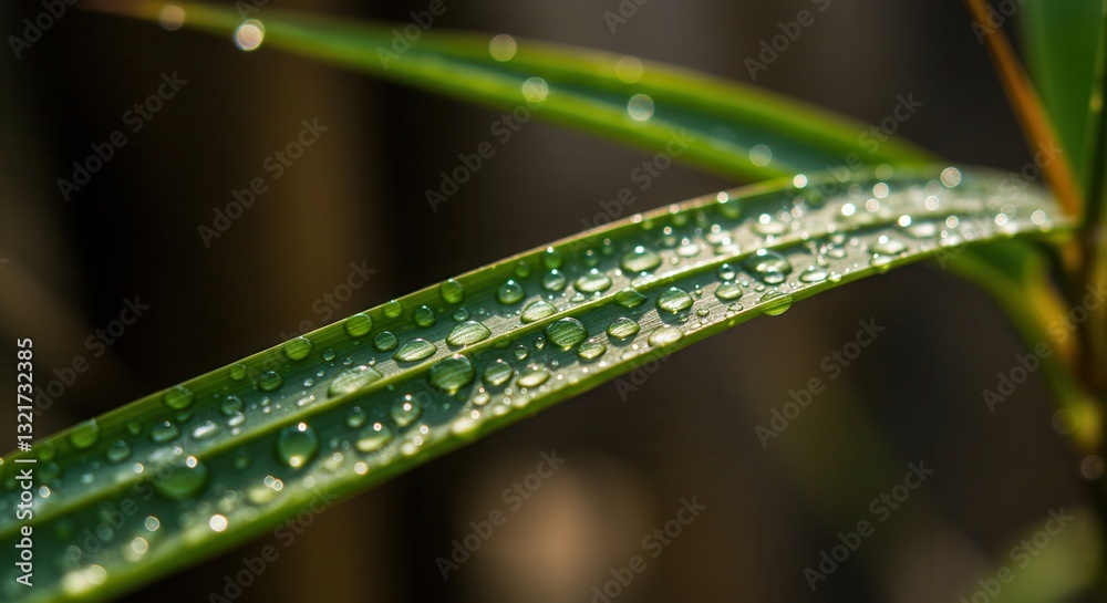 Leaf with Water Droplets Shimmers in Sunlight a Fresh Natural Scene Leaf with Water Droplets Shimmers in Sunlight a Fresh Natural Scene