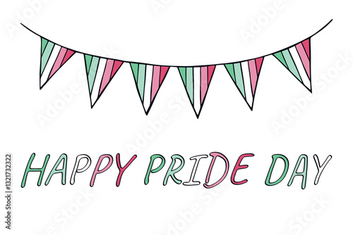 Colorful garland Abrosexual pride flag Happy pride day LGBTQIA community Pride Month Vector hand drawn doodle for posters, stickers, logo, cards