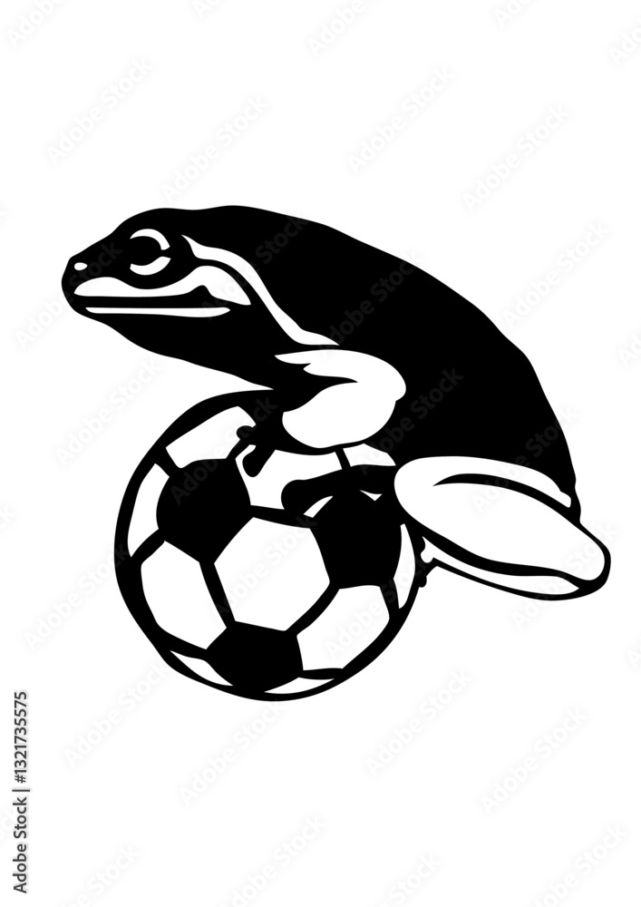 Obraz premium grenouille sur ballon football logo sport