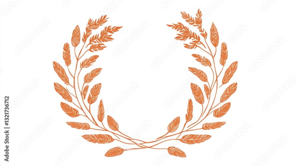 Decorative Wheat Wreath. Graphic design. Possible use Invitation or greeting card design Decorative Wheat Wreath. Graphic design. Possible use Invitation or greeting card design
