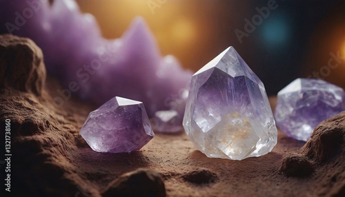 Macro Photography of Stunning Crystal Formations with Intricate Textures and Natural Beauty