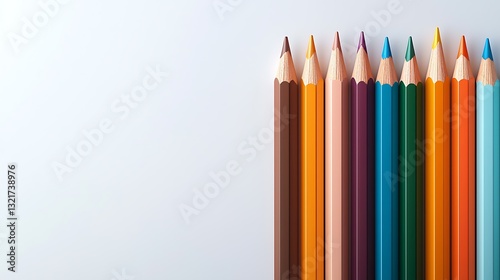 Vibrant Colored Pencils Arranged in a Row for Creative Expression