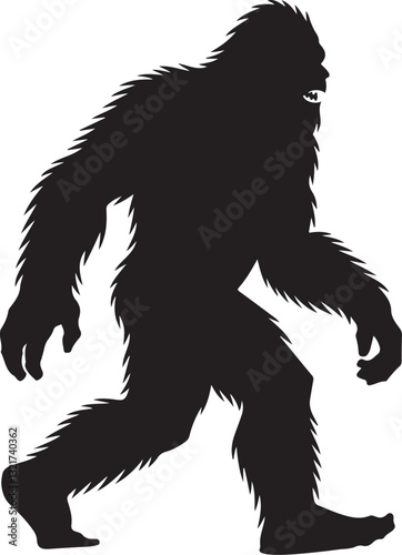 Silhouette of a Walking Bigfoot or Sasquatch vector illustration