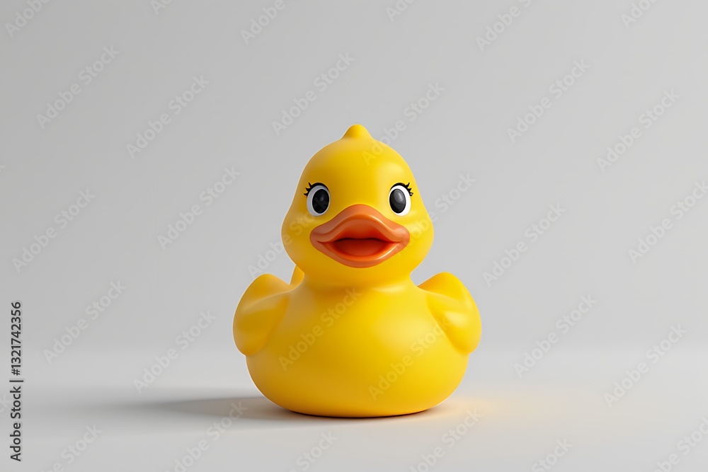 Cheerful Yellow Rubber Duck Toy Bathtime Fun Cute Child s Plaything Isolated on White Background Cheerful Yellow Rubber Duck Toy Bathtime Fun Cute Child s Plaything Isolated on White Background