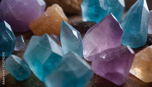 Macro Photography of Stunning Crystal Formations with Intricate Textures and Natural Beauty