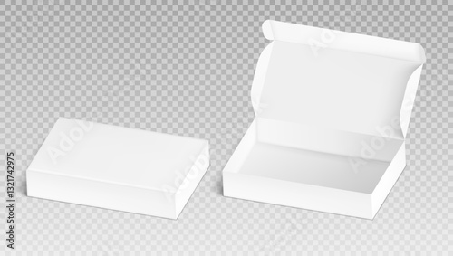 3D Closed And Open Cardboard Box Mockup