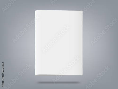 Magazine Or Brochure With Blank Cover Isolated On Gray Background. EPS10 Vector