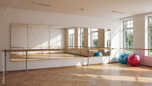 Spacious dance studio with natural light