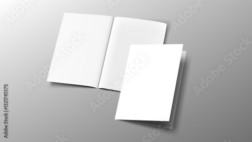 A5, A4, A3 Blank Half-folded Brochure Cover Mockup