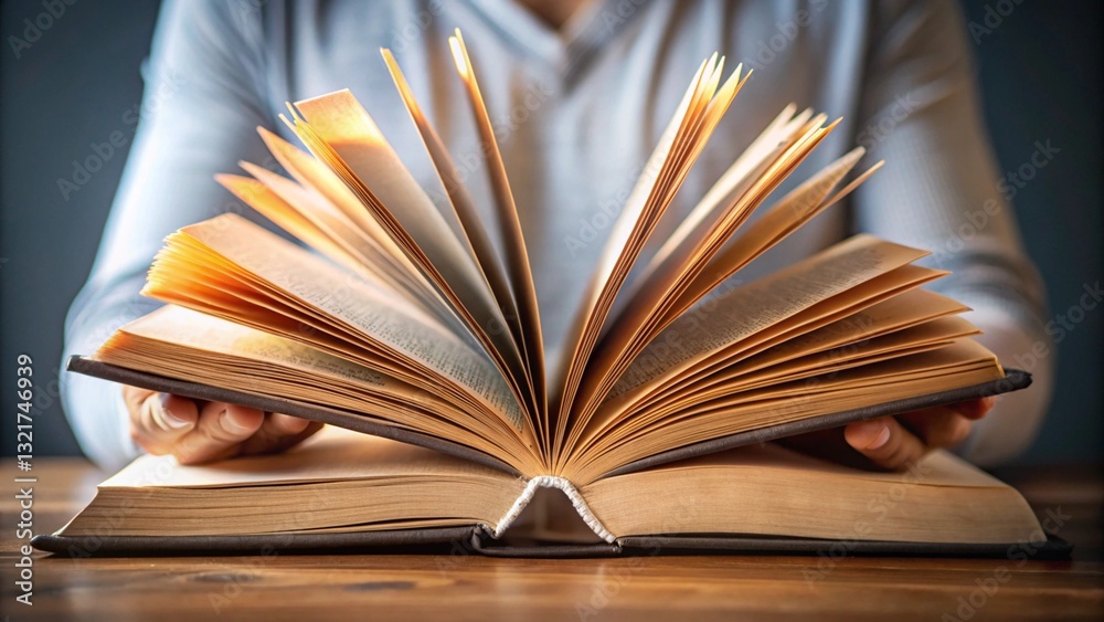 Naklejka premium A book that appears normal but changes words every time it’s opened