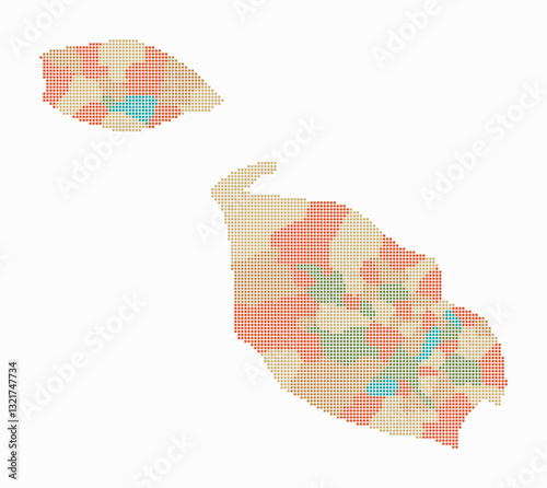 Malta dotted map. Digital style map of the country on a white background. Malta shape with square dots. Colored dots style. Small size squares. Classy vector illustration.