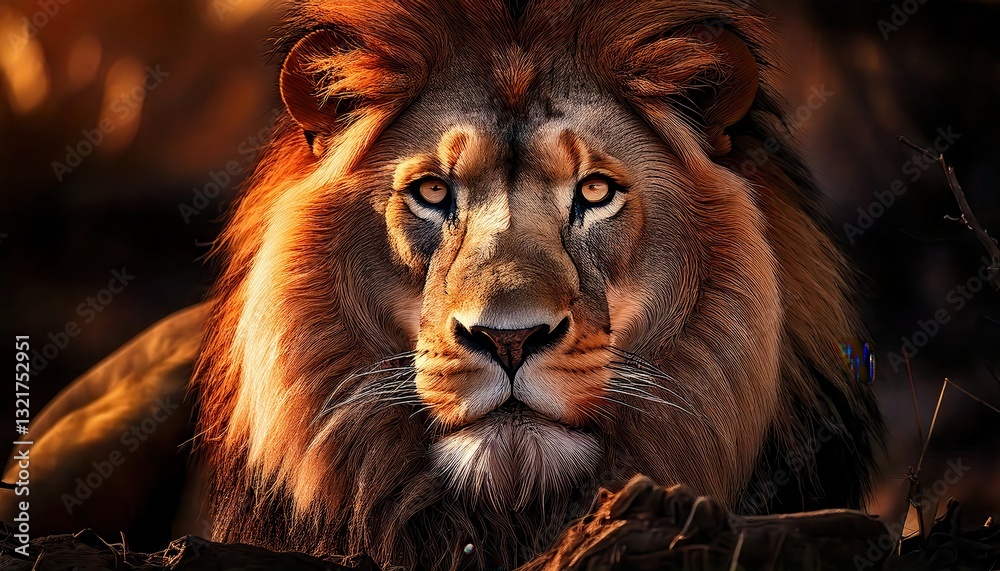 Close-Up of a Regal Lion with Intense Eyes – The King of the Jungle Close-Up of a Regal Lion with Intense Eyes – The King of the Jungle