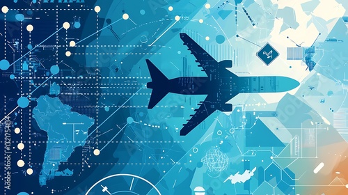 Wallpaper Mural Global air travel, connected by technology.  Advanced flight tracking systems and worldwide network of data streams Torontodigital.ca