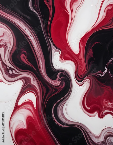 Black and Red Fluid Swirl - Dramatic Abstract Art