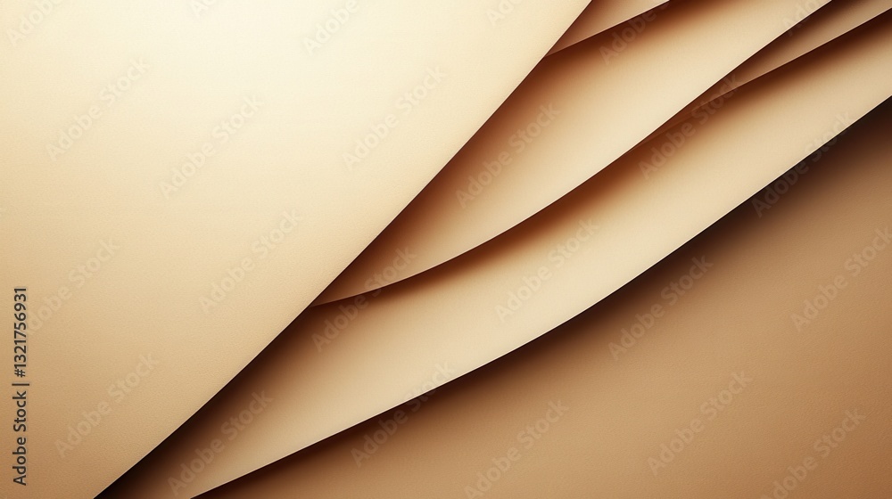Abstract beige paper layers with smooth curved folds and shadows Abstract beige paper layers with smooth curved folds and shadows