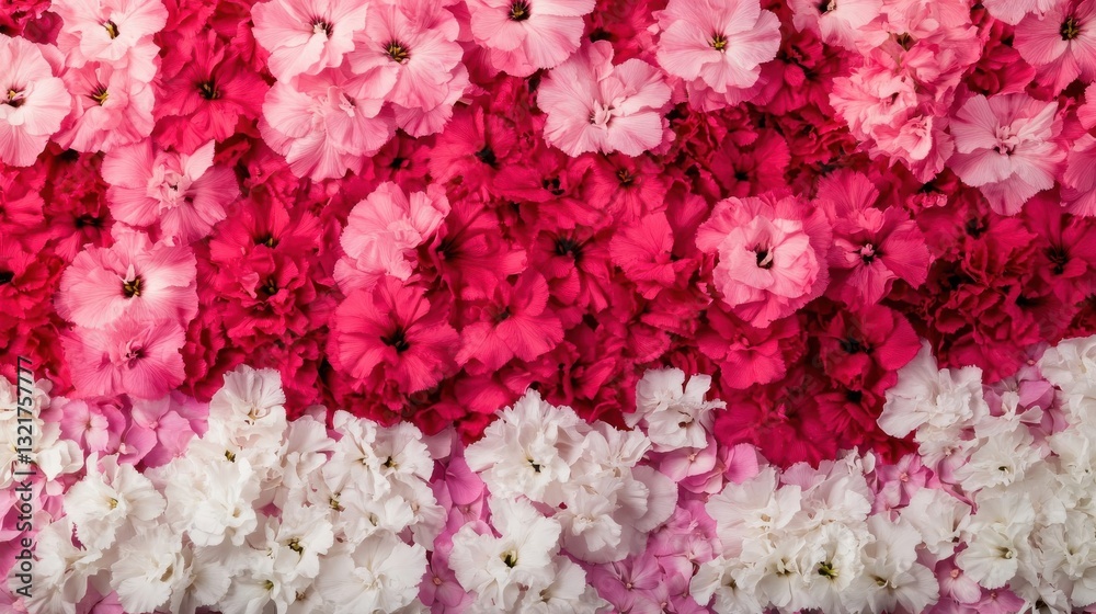 Fototapeta premium An Overhead View Depicts Colorful Flowers In Rows