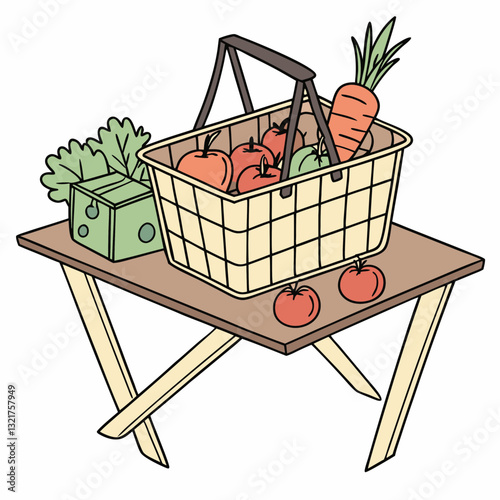 shopping basket with vegetables
