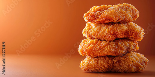 Obraz na płótnie stacked pile of crispy chicken pieces like a tower w salonie