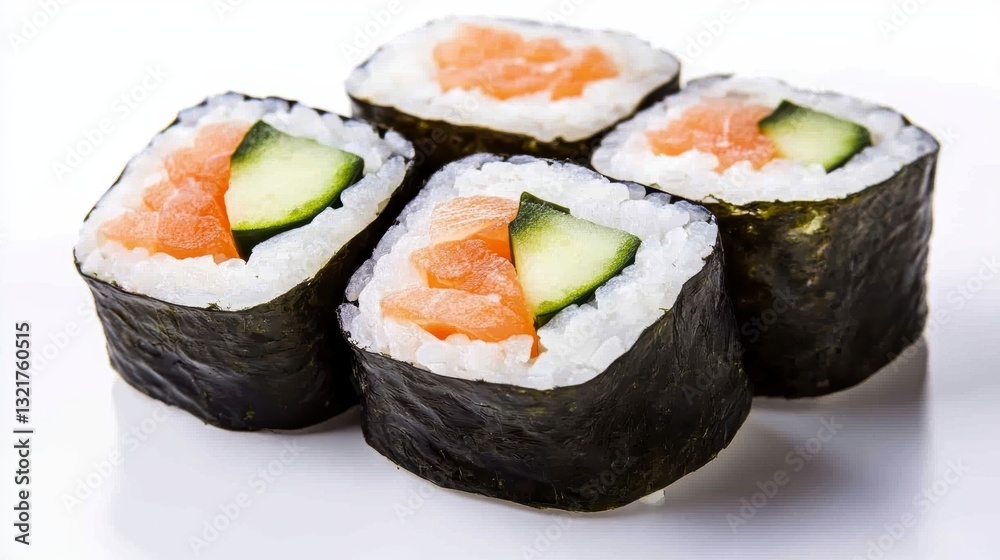 Sushi rolls on white background. Possible use Food photography Sushi rolls on white background. Possible use Food photography