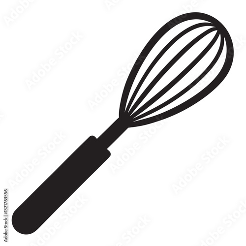 whisk black vector silhouette llustration on white background