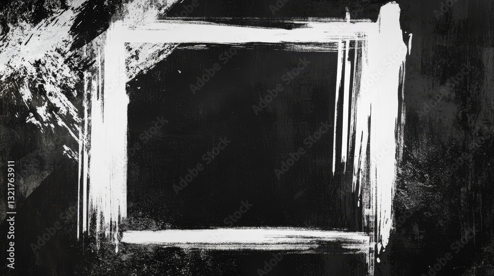 Fototapeta premium Grungy white frame isolated on black background