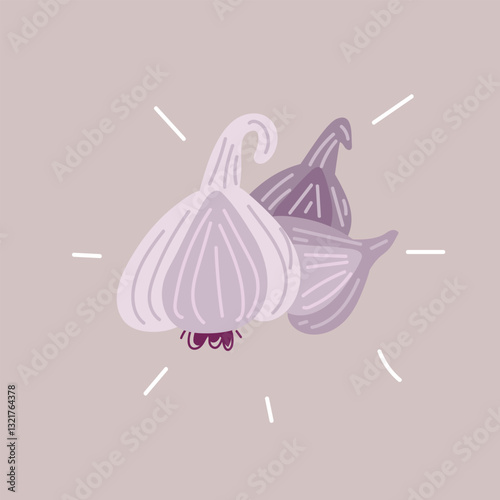 Cartoon vector illustration of garlic cloves