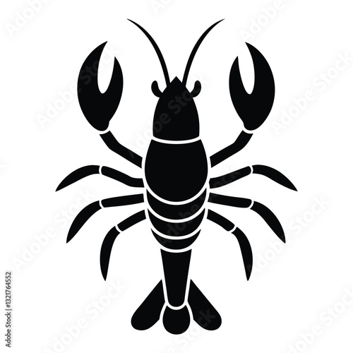 red crawfish silhouette vector art 