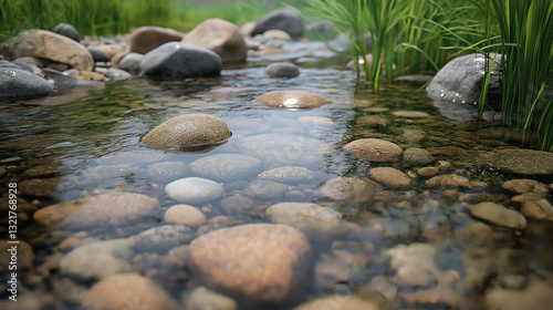 Serene Stream with Smooth Stones