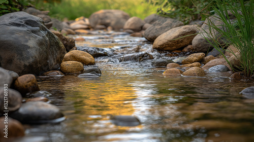 Serene Stream Flowing Through Stones