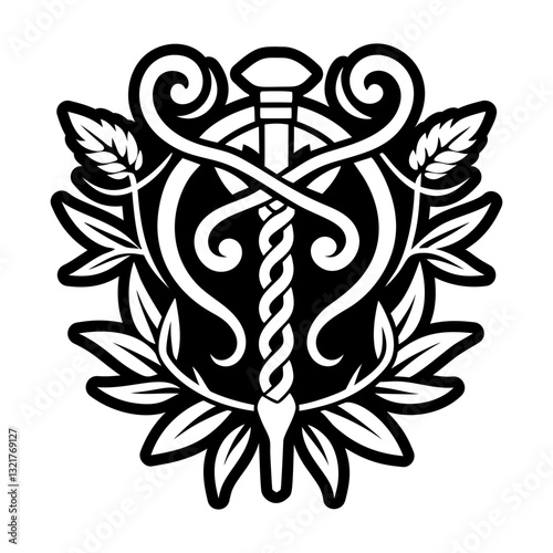 Vine tattoo icon in glyph style