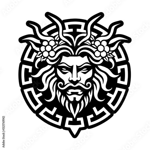 Dionysus tattoo icon in solid style