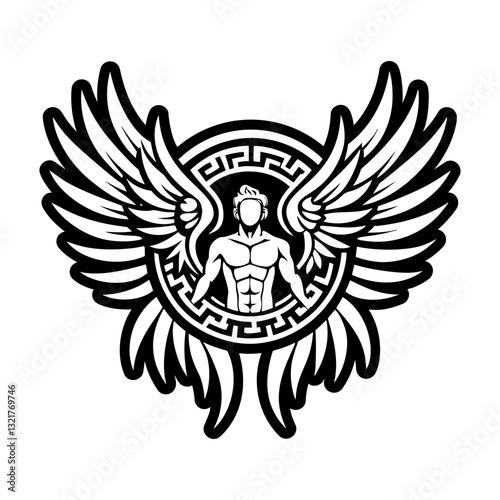 A filled style icon of icarus wings symbol