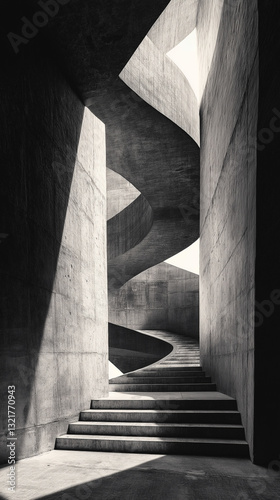 Spiral Concrete Staircase in Modern Architecture