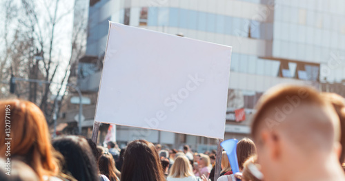 Blank placard mockup on political protest